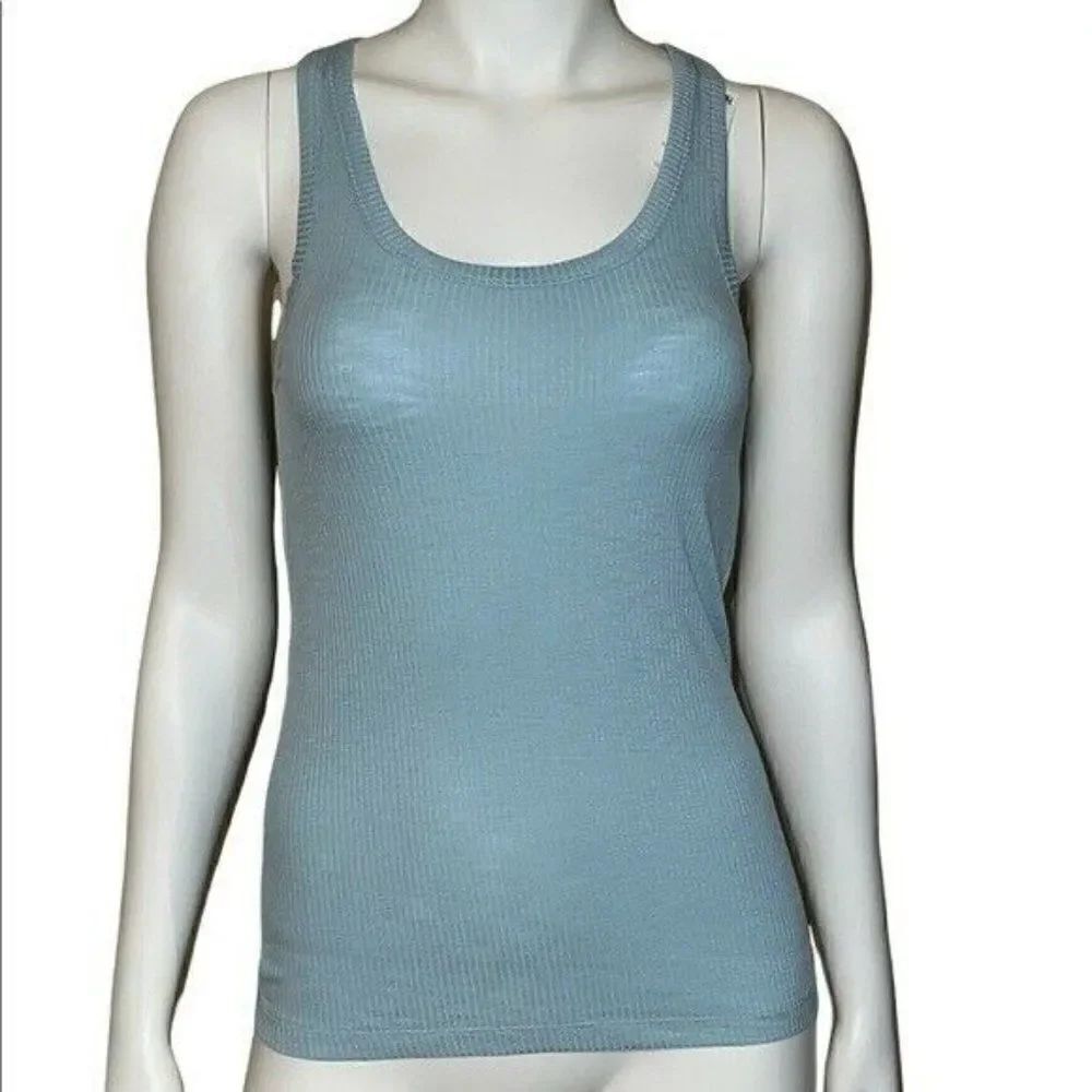Jenni Ether Blue Solid Ribbed Lounge Pajama Tank Top Small NWT